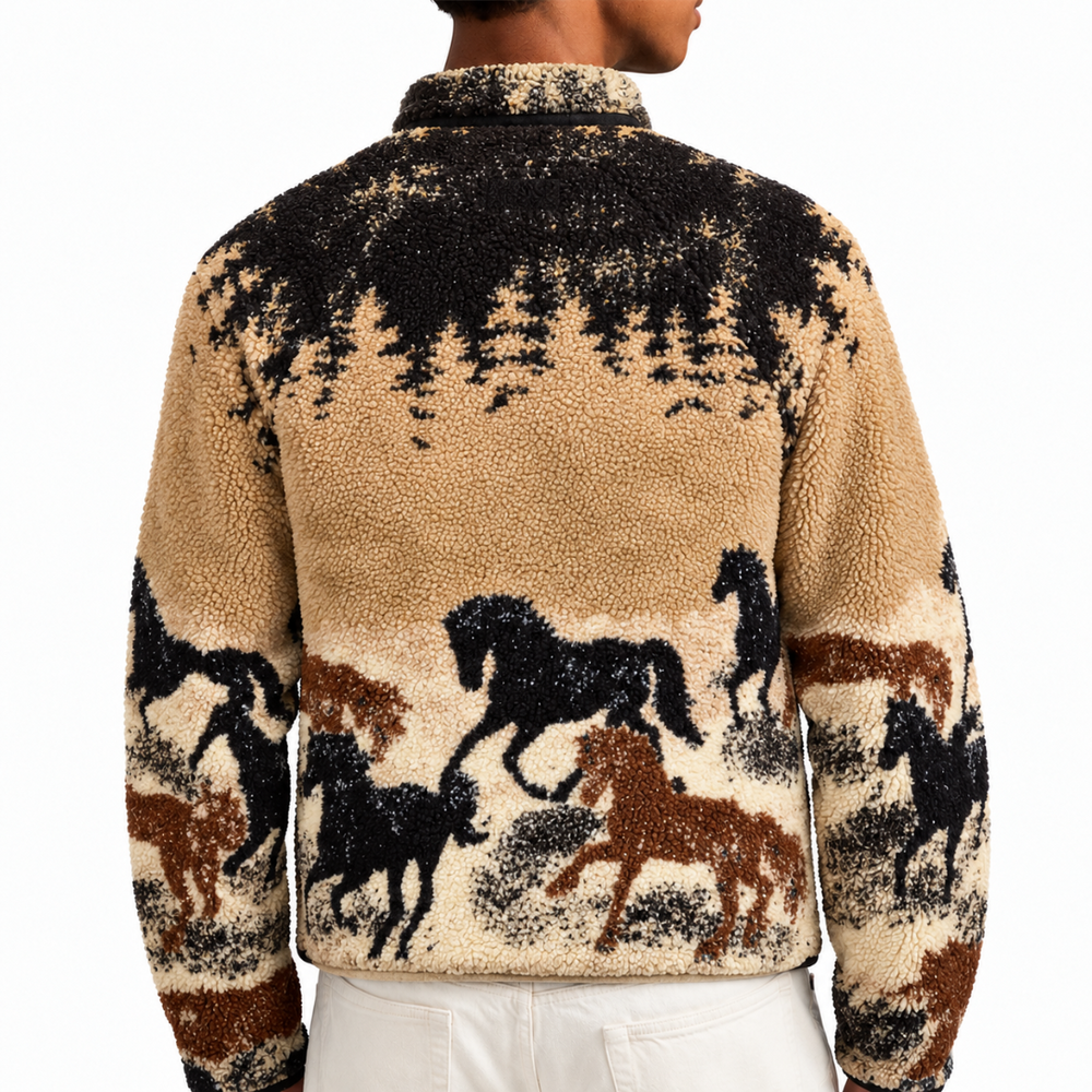 PRINTED SHERPA JACKET WILD HORSES 2.0