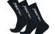HORIZONTAL MID CALF CREW SOCKS-3 PACK BLACK