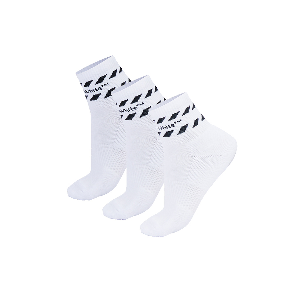 STRIPES DIAGS BELOW THE CALF QUARTER SOCKS-3 PACK WHITE