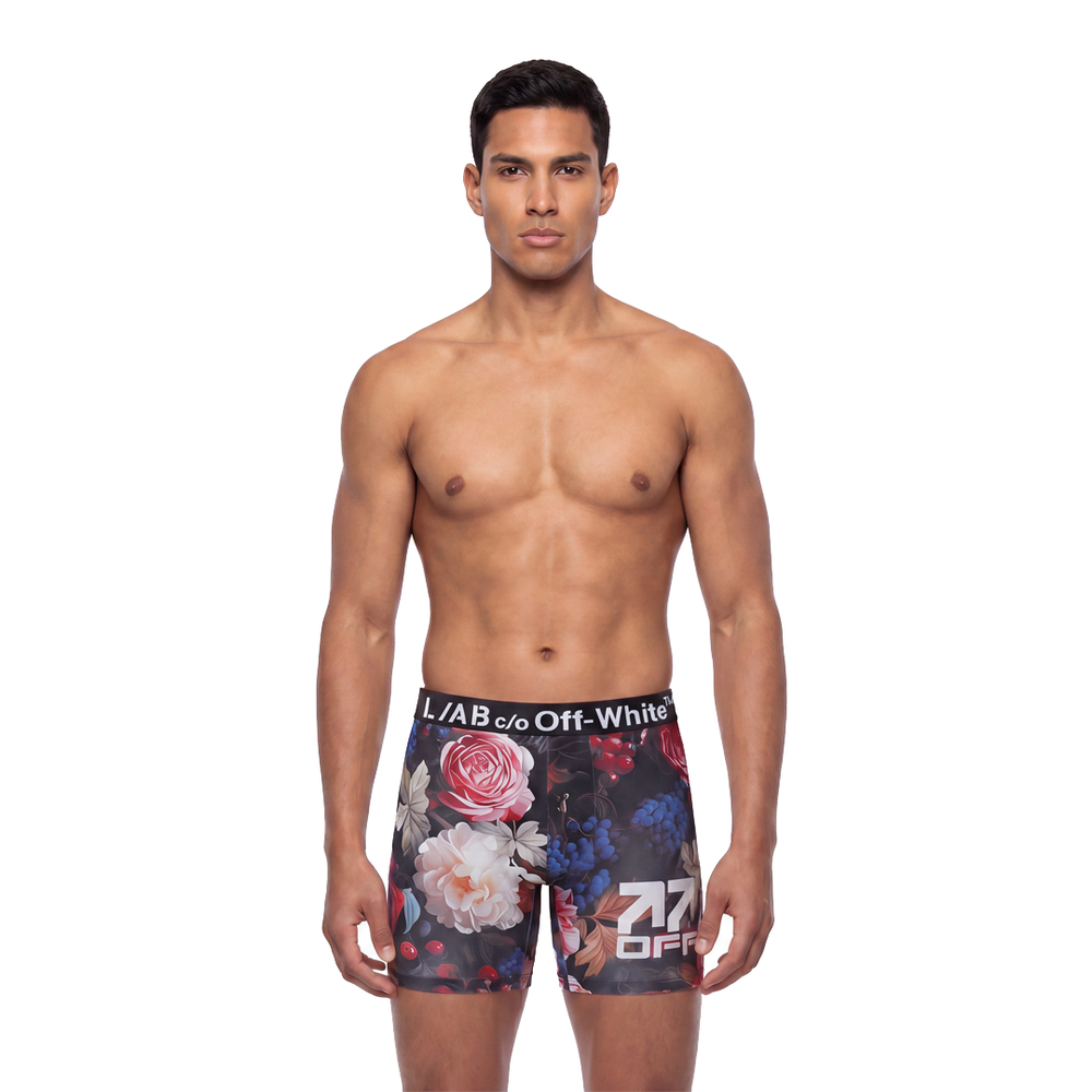 CLAMP ARROWS PEONY FLORAL AOP BOXER BRIEF BLACK / PALE PINK