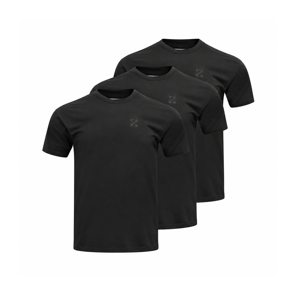 CLAMP ARROWS CHEST LOGO CLASSIC CREW UNDERSHIRTS - 3 PACK BLACK