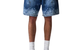 LASER PRINT DENIM SHORTS MID BLUE