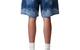 LASER PRINT DENIM SHORTS MID BLUE
