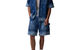 LASER PRINT DENIM SHORTS MID BLUE