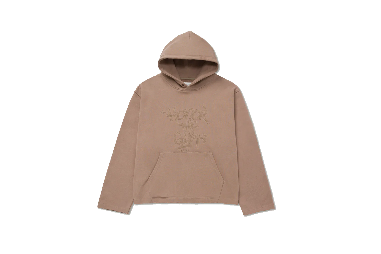 SCRIPT EMBROIDERED HOODIE LIGHT BROWN