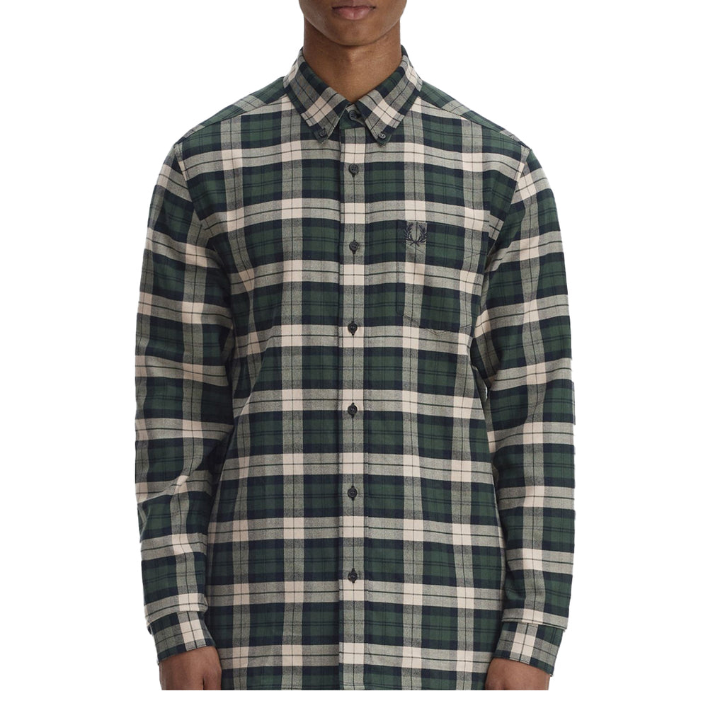 BRUSHED TWILL TARTAN SHIRT COURT GREEN