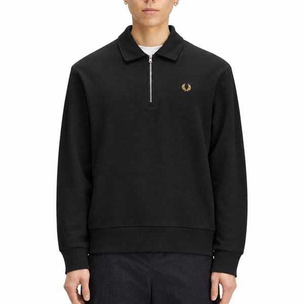 HALF ZIP COLLARED SWEATSHIRT BLACK