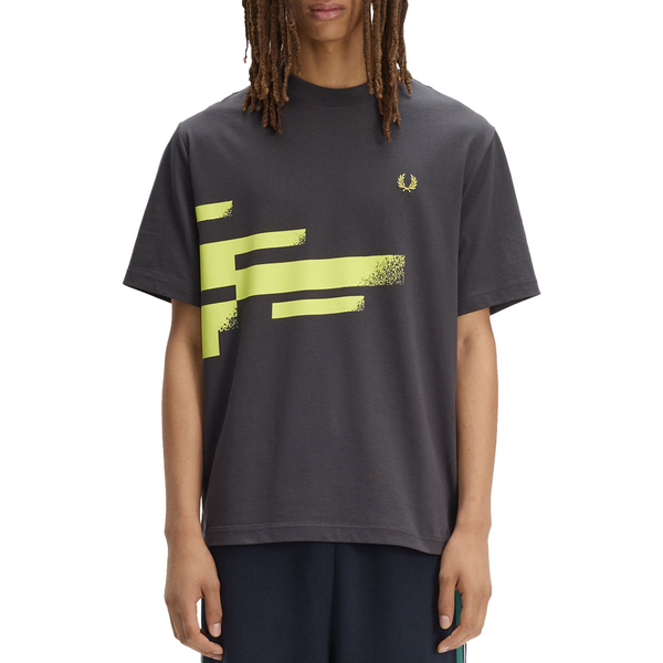 ABSTRACT GRAPHIC PRINT T-SHIRT ANCHOR GREY