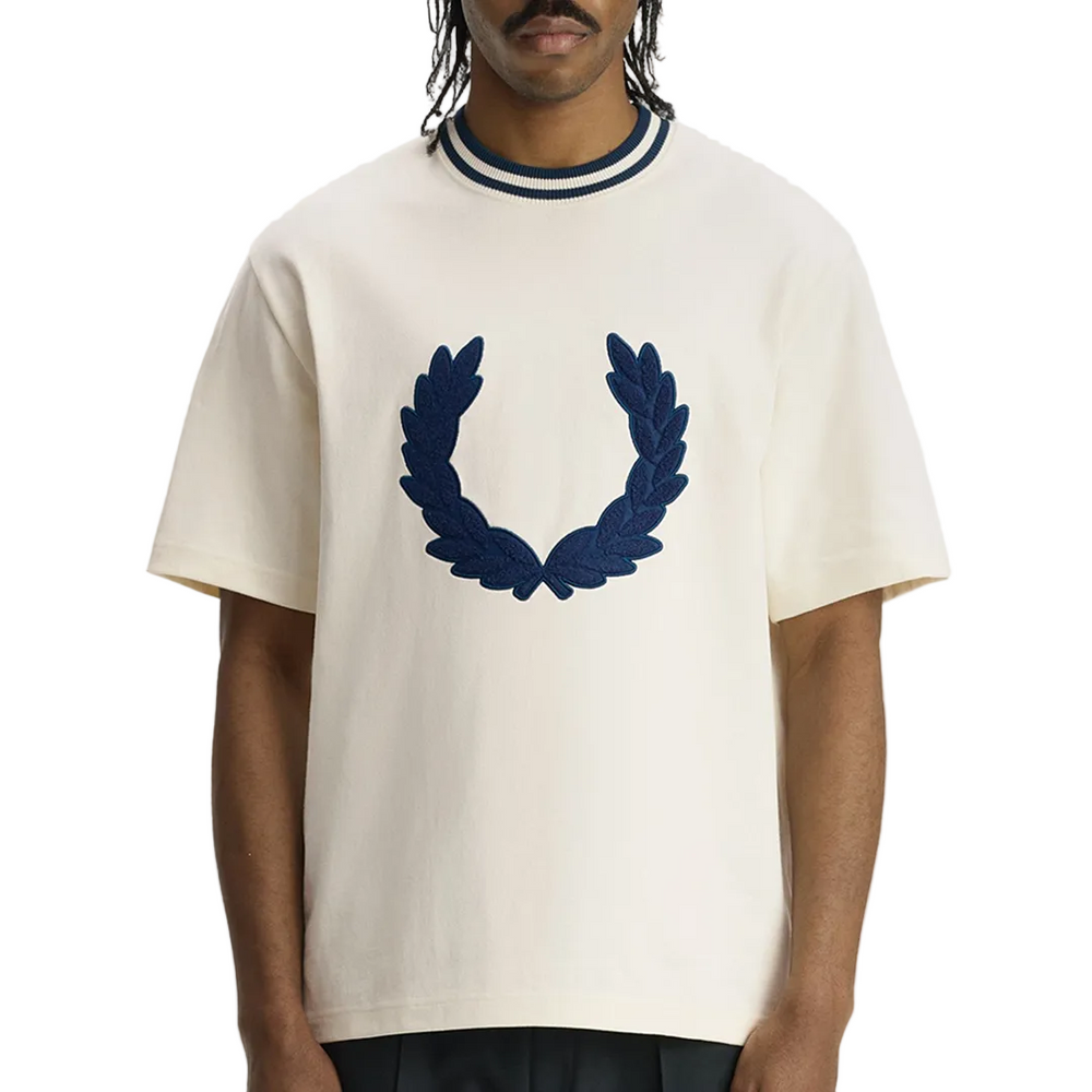 LAUREL WREATH PATCH T-SHIRT ECRU