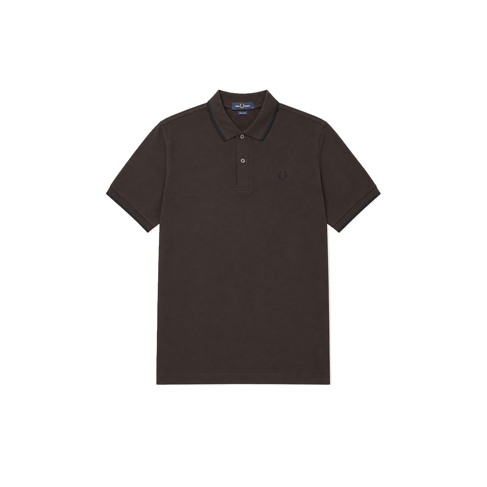 TWIN TIPPED FRED PERRY SHIRT RICH BROWN