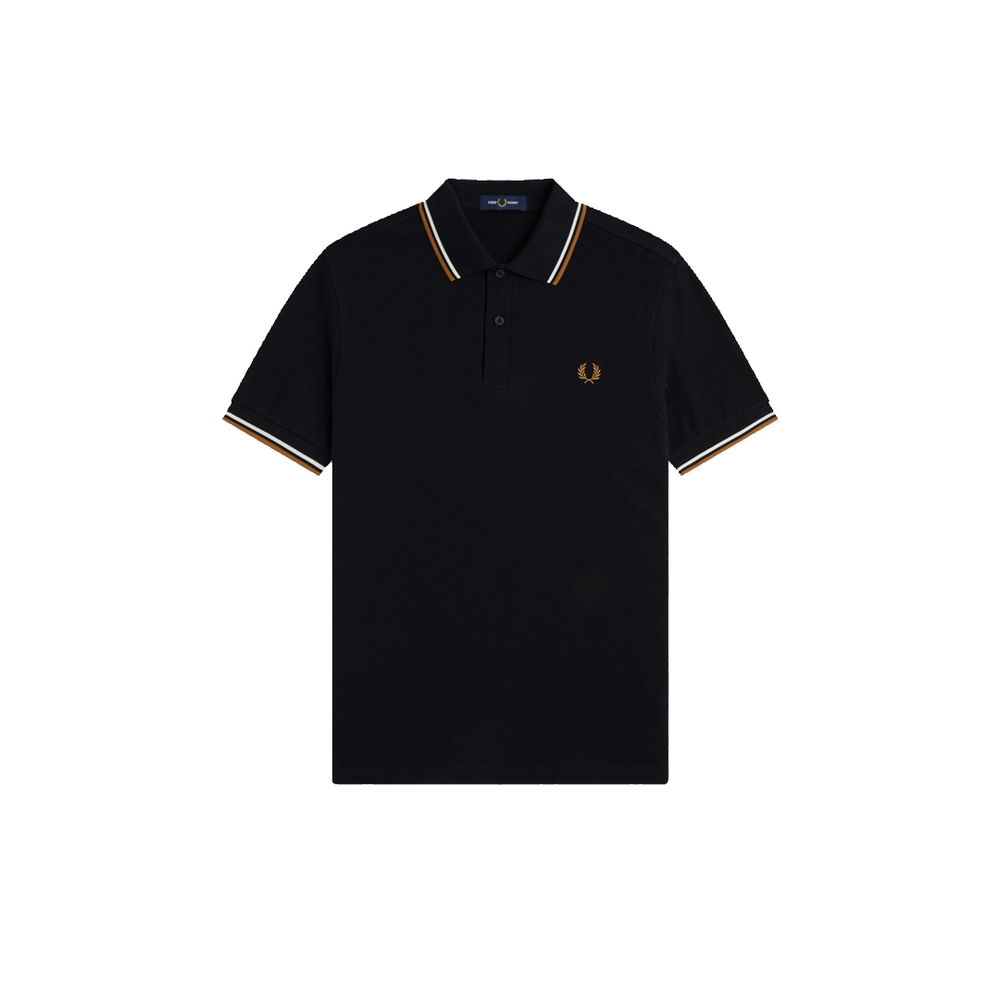 TWIN TIPPED FRED PERRY SHIRT BLACK / DARK CARAMEL