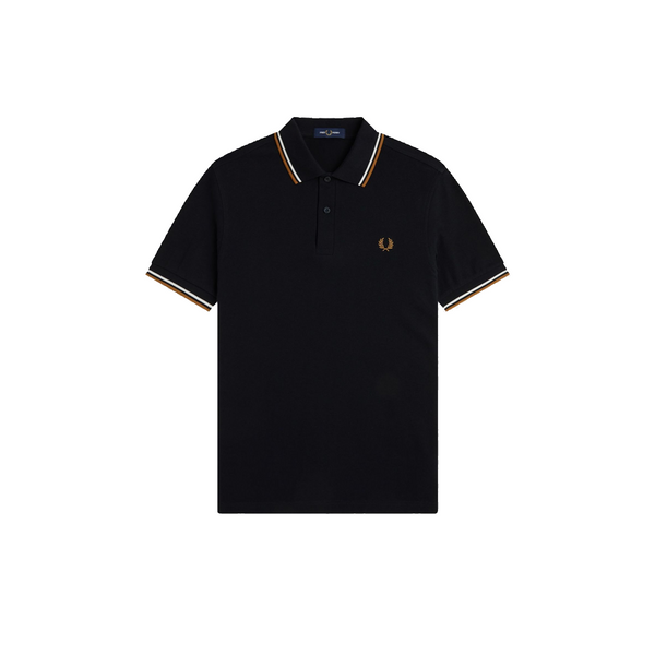 TWIN TIPPED FRED PERRY SHIRT BLACK / DARK CARAMEL