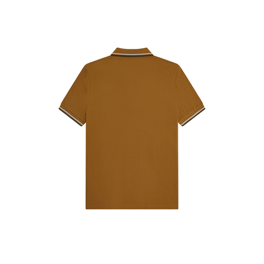 TWIN TIPPED FRED PERRY SHIRT DARK CARAMEL