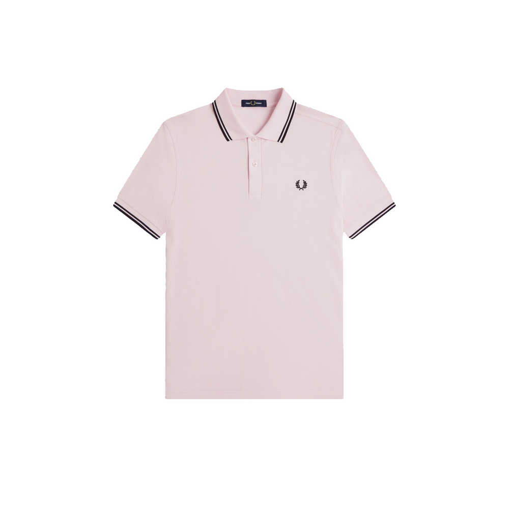 TWIN TIPPED FRED PERRY SHIRT ICED PINK