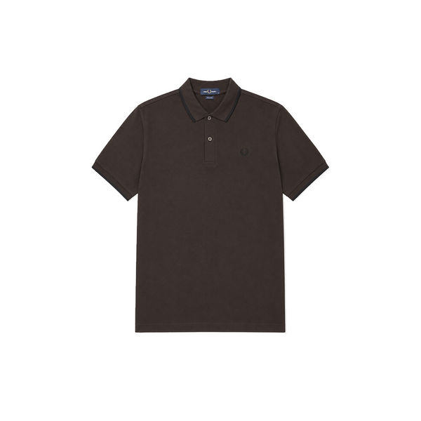 TWIN TIPPED FRED PERRY SHIRT RICH BROWN