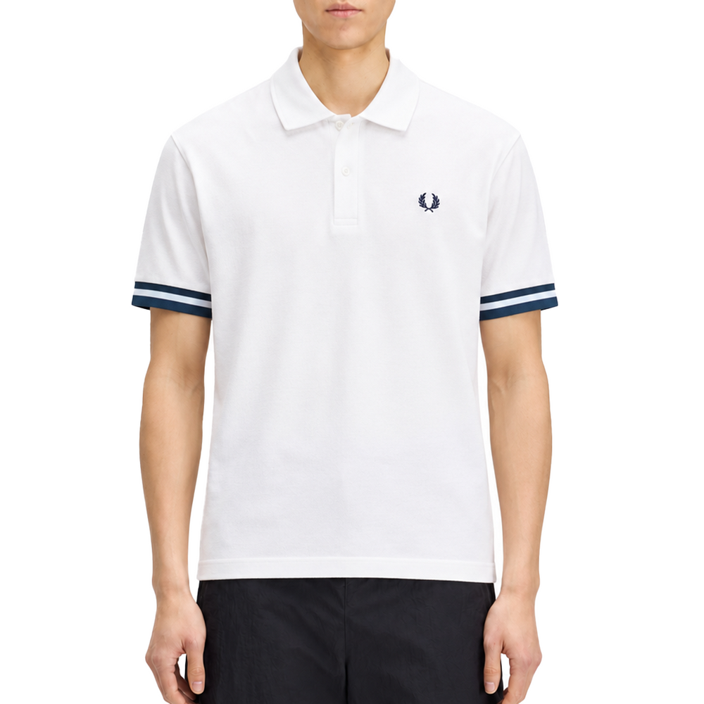TIPPED CUFF PIQUÉ T-SHIRT WHITE