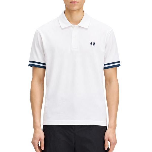 TIPPED CUFF PIQUÉ T-SHIRT WHITE