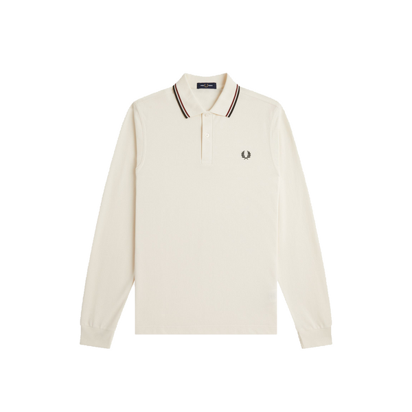 LS TWIN TIPPED FRED PERRY SHIRT ECRU