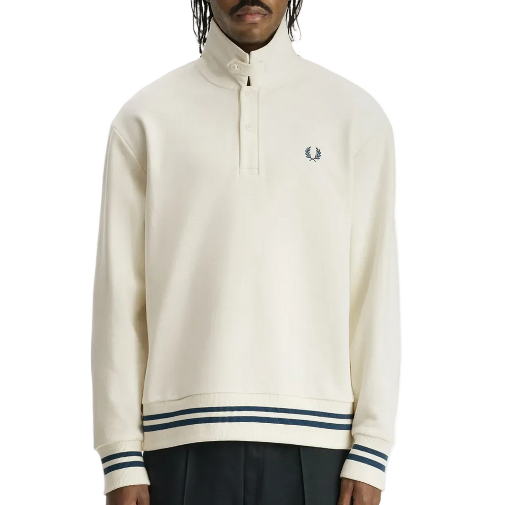 BOLD TIPPED COLLARED SWEATSHIRT ECRU
