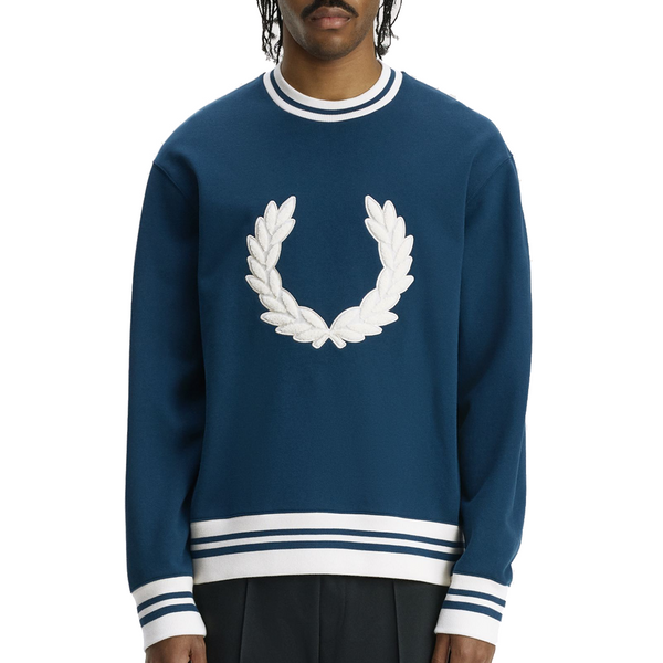 LAUREL WREATH PATCH SWEATER MOD BLUE