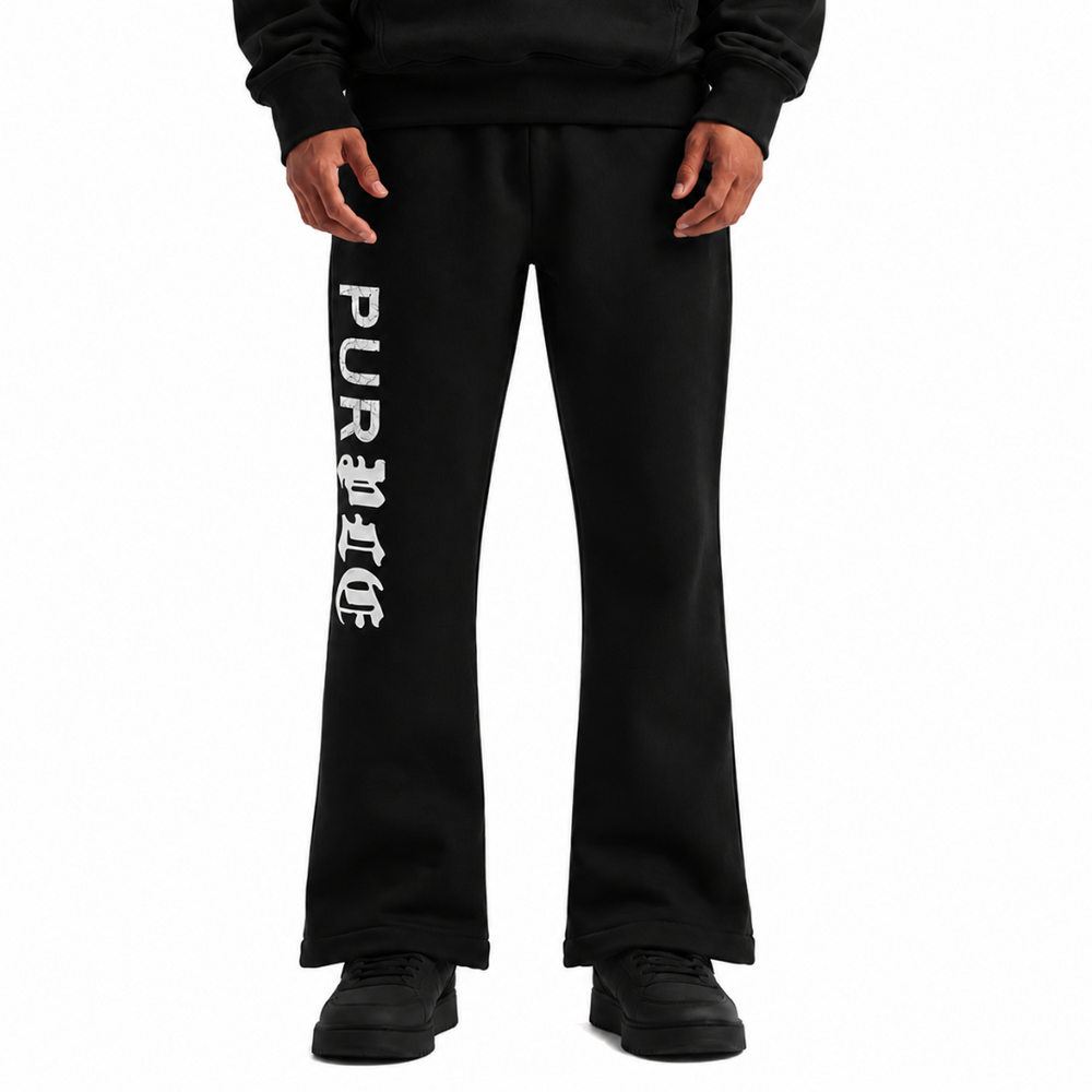 HALF & HALF FLARED PANTS BLACK