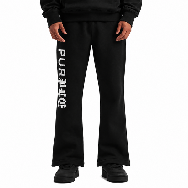 HALF & HALF FLARED PANTS BLACK