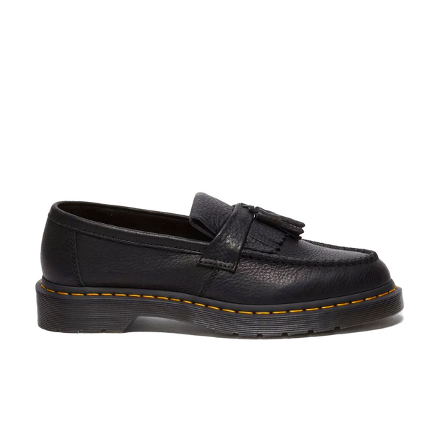 ADRIAN YELLOW STICH AMBASSADOR LEATHER LOAFERS BLACK