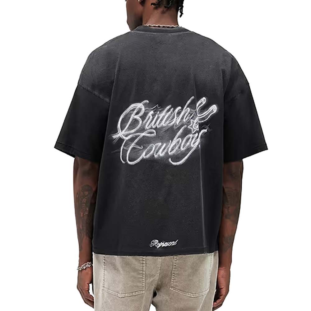 BRITISH COWBOYS T-SHIRT STAINED BLACK