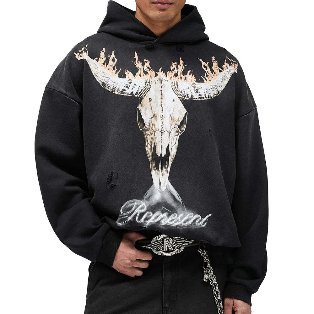 BRITISH COWBOYS HOODIE STAINED BLACK