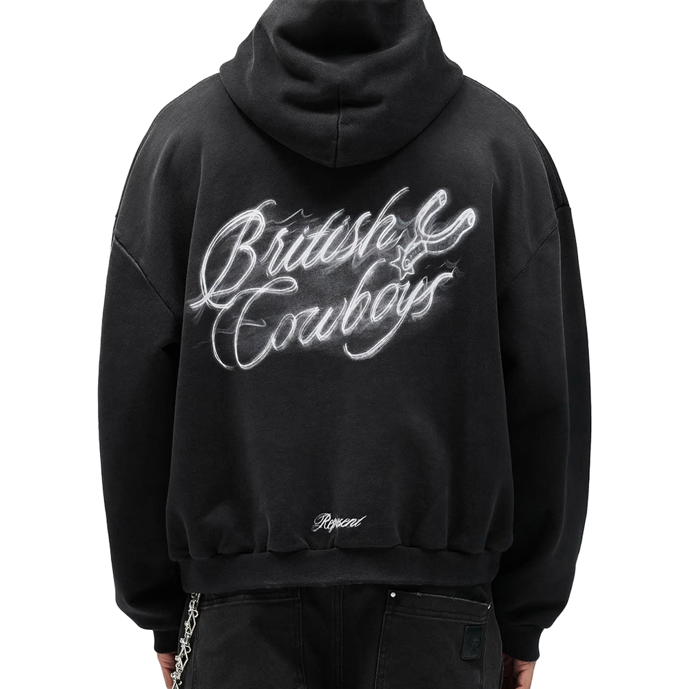 BRITISH COWBOYS HOODIE STAINED BLACK