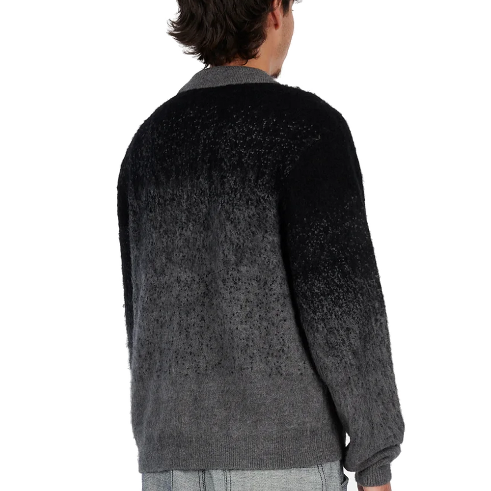 MOHAIR DOUBLE-ZIP KNIT SWEATER BLACK / CHARCOAL