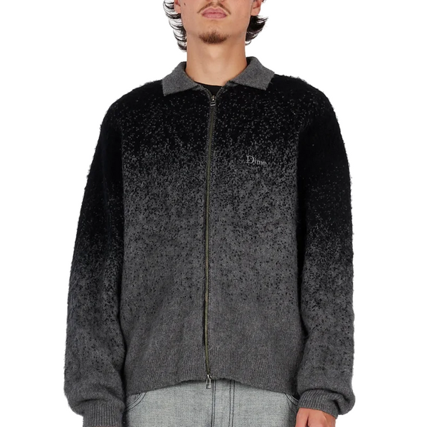 MOHAIR DOUBLE-ZIP KNIT SWEATER BLACK / CHARCOAL
