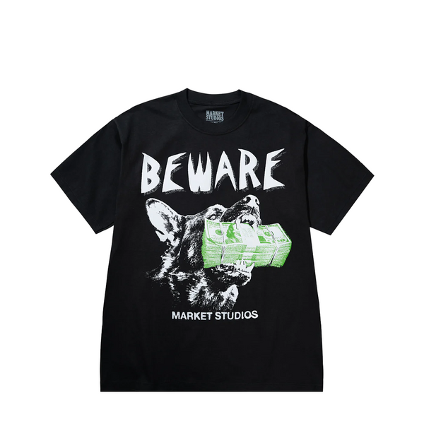 BEWARE MY INCOME T-SHIRT WASHED BLACK
