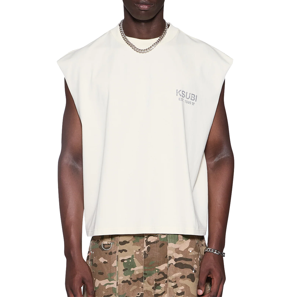 STATE HALEN CUT OFF TEE ECRU