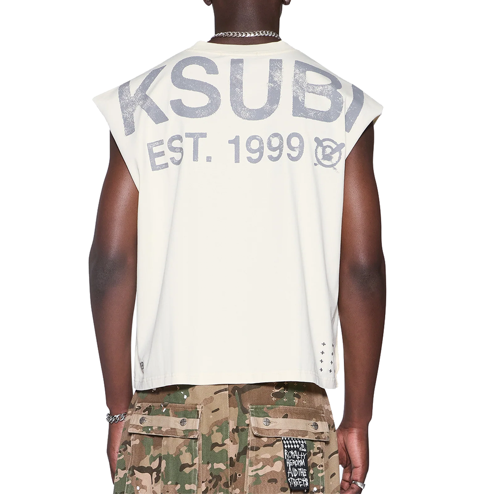 STATE HALEN CUT OFF TEE ECRU
