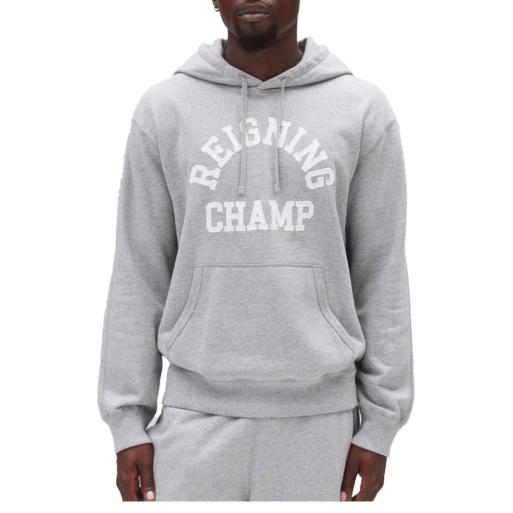 MIDWEIGHT TERRY ARCH LOGO HOODIE HEATHER GREY