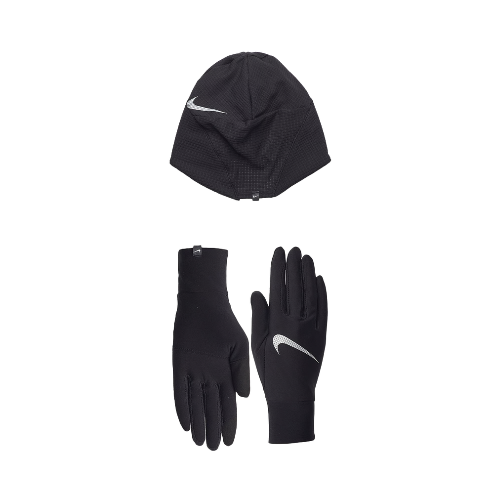 NIKE ESSENTIAL HAT AND GLOVE SET BLACK / SILVER