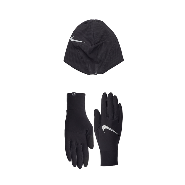 NIKE ESSENTIAL HAT AND GLOVE SET BLACK / SILVER