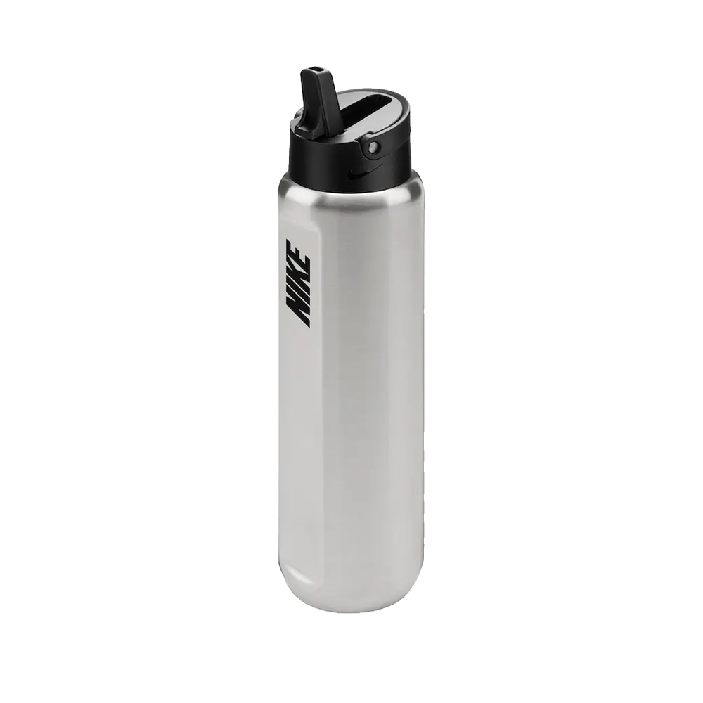 STAINLESS STEEL RECHARGE STRAW WATER BOTTLE 24 OZ SILVER