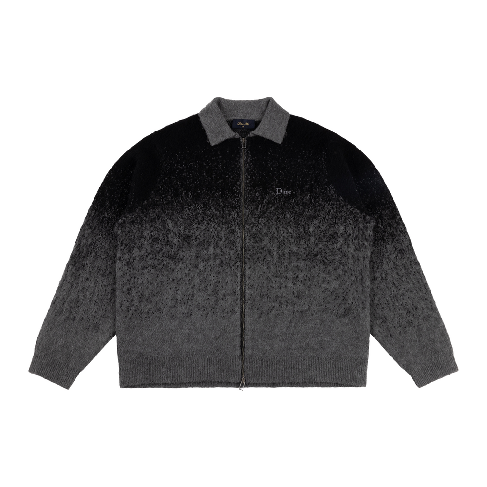 MOHAIR DOUBLE-ZIP KNIT SWEATER BLACK / CHARCOAL