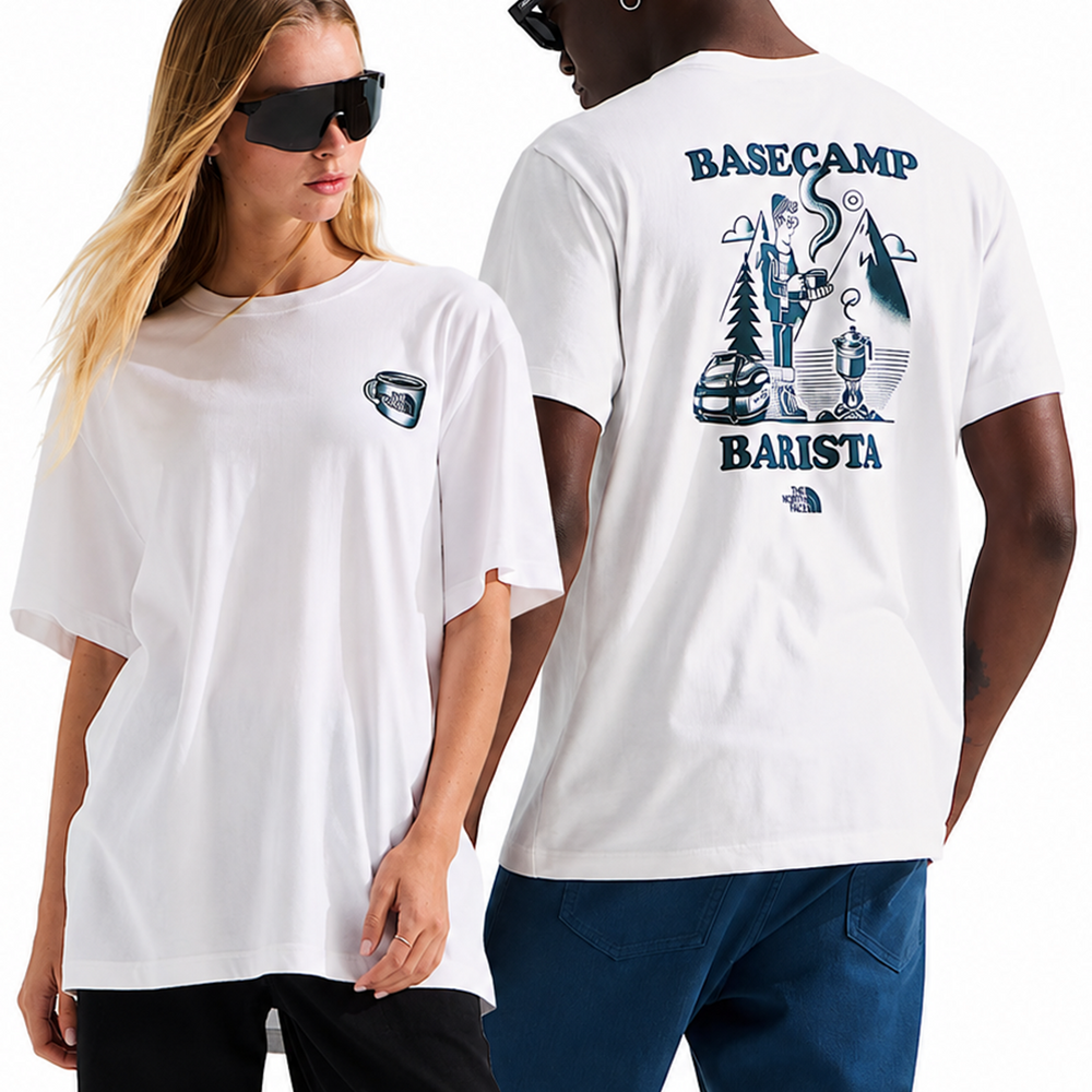 UNISEX BASECAMP BARISTA RELAXED TEE TNF WHITE / PACIFIC TEAL