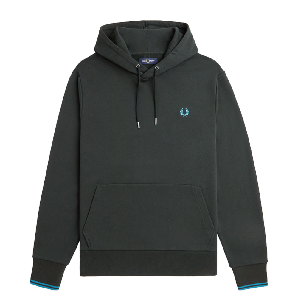 TIPPED HOODED SWEATSHIRT NIGHT GREEN/OCEAN