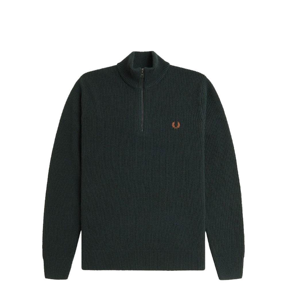 TEXTURED HALF ZIP JUMPER NIGHT GREEN