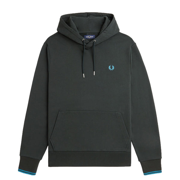 TIPPED HOODED SWEATSHIRT NIGHT GREEN/OCEAN