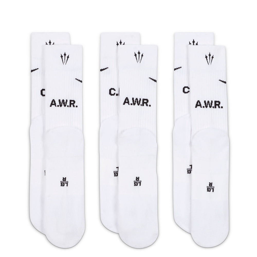 NOCTA CREW SOCKS 3 PACK WHITE