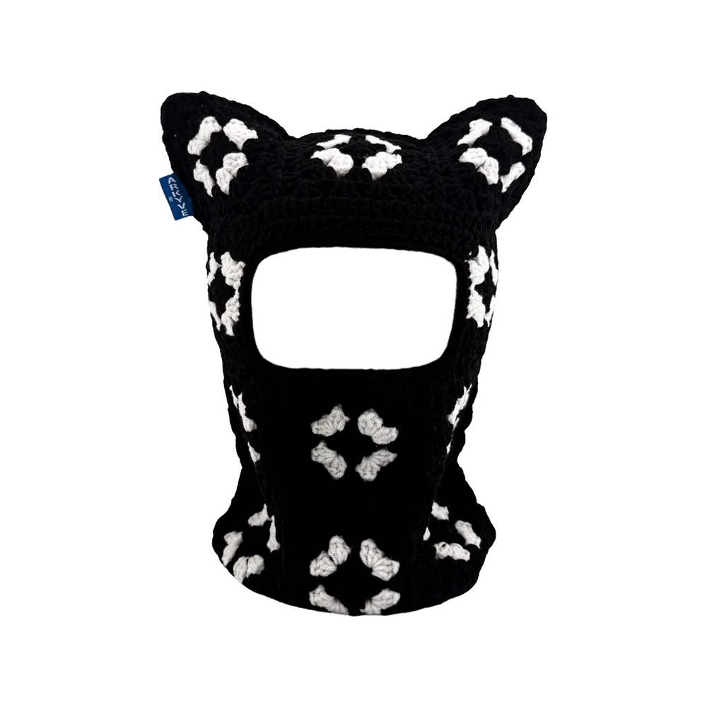 OBSIDIAN CROCHET SKI MASK BLACK / WHITE