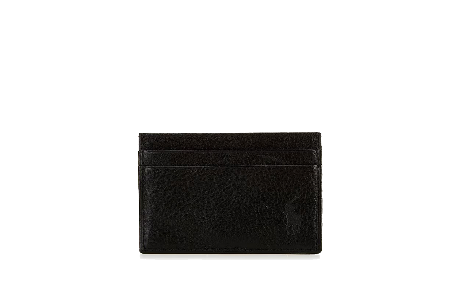 PEBBLED LEATHER CARD CASE WITH MONEY CLIP ONGOING BLACK