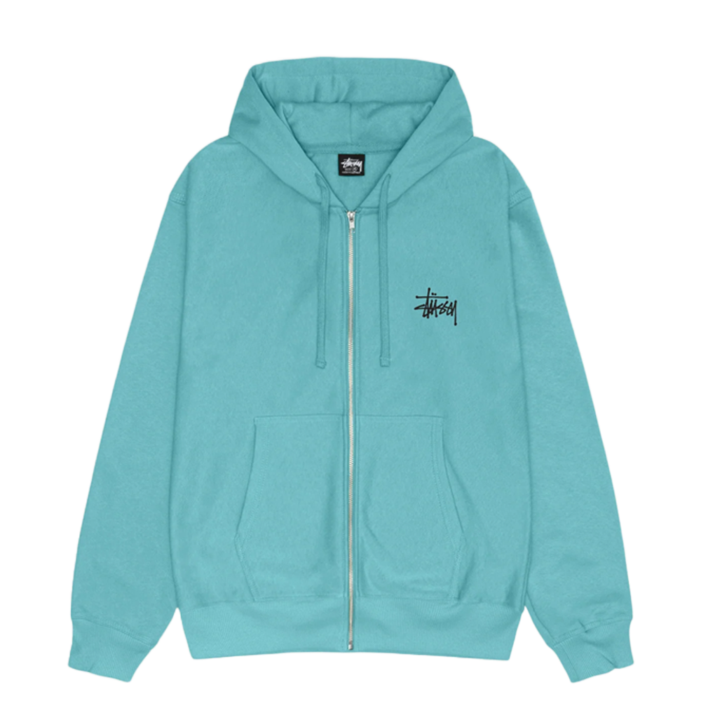 BASIC STUSSY ZIP HOODIE OCEAN