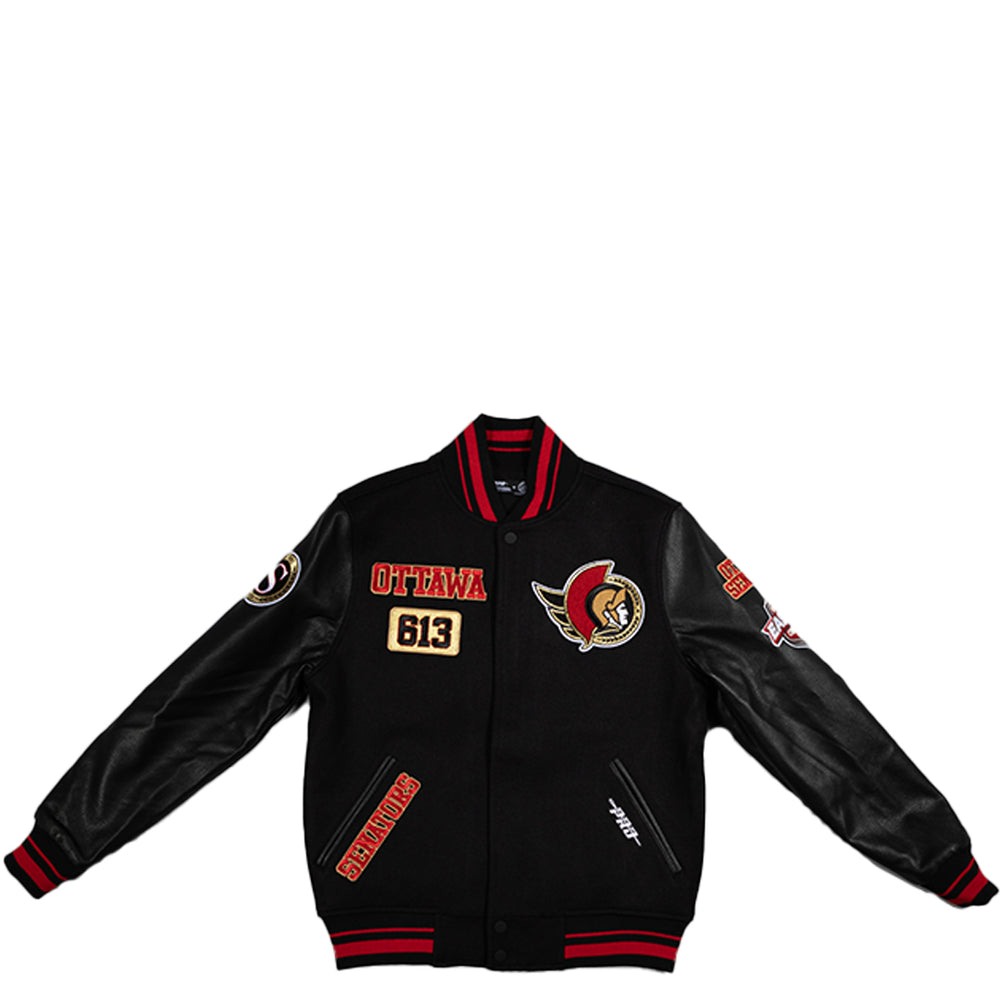 OTTAWA SENATORS AREA CODE RIB WOOL VARSITY JACKET