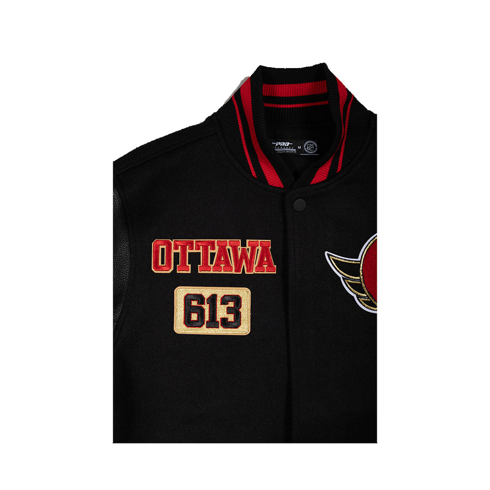 OTTAWA SENATORS AREA CODE RIB WOOL VARSITY JACKET